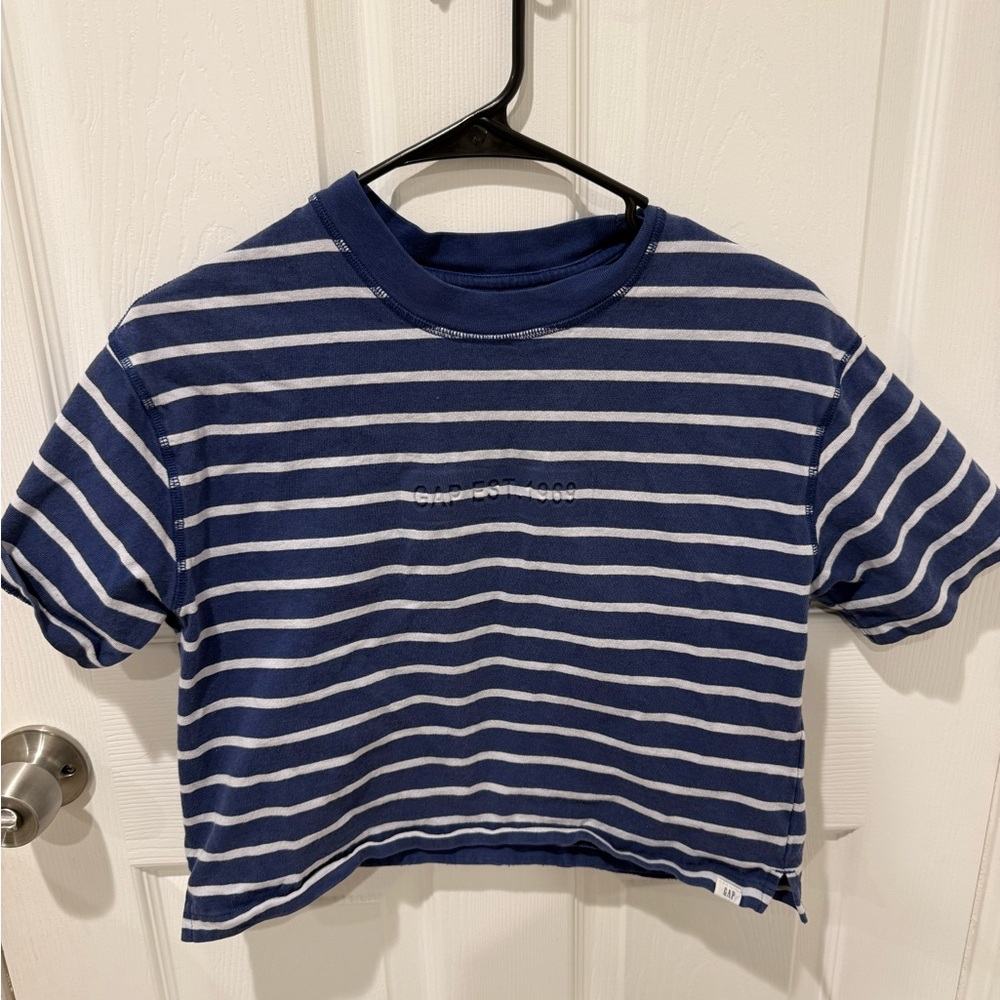 GAP Navy and White Striped Short Sleeve Tee
